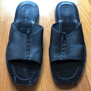 Prada black leather sandal